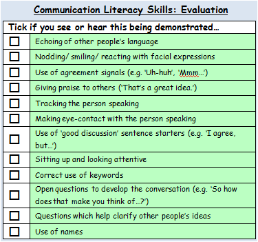 Verbal literacy evaluation sticker